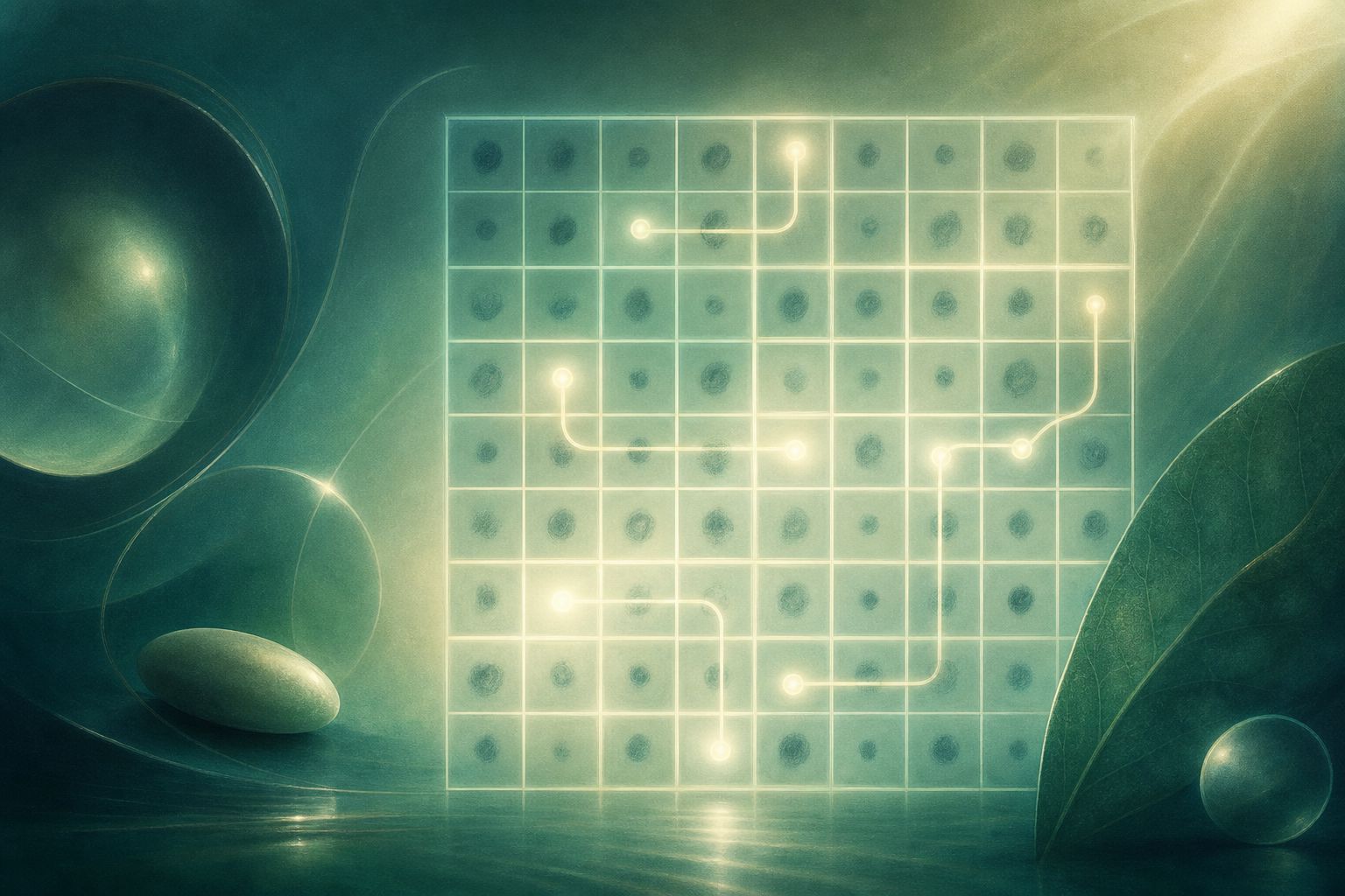 Sudoku-Raster mit angedeuteten Lösungspfaden