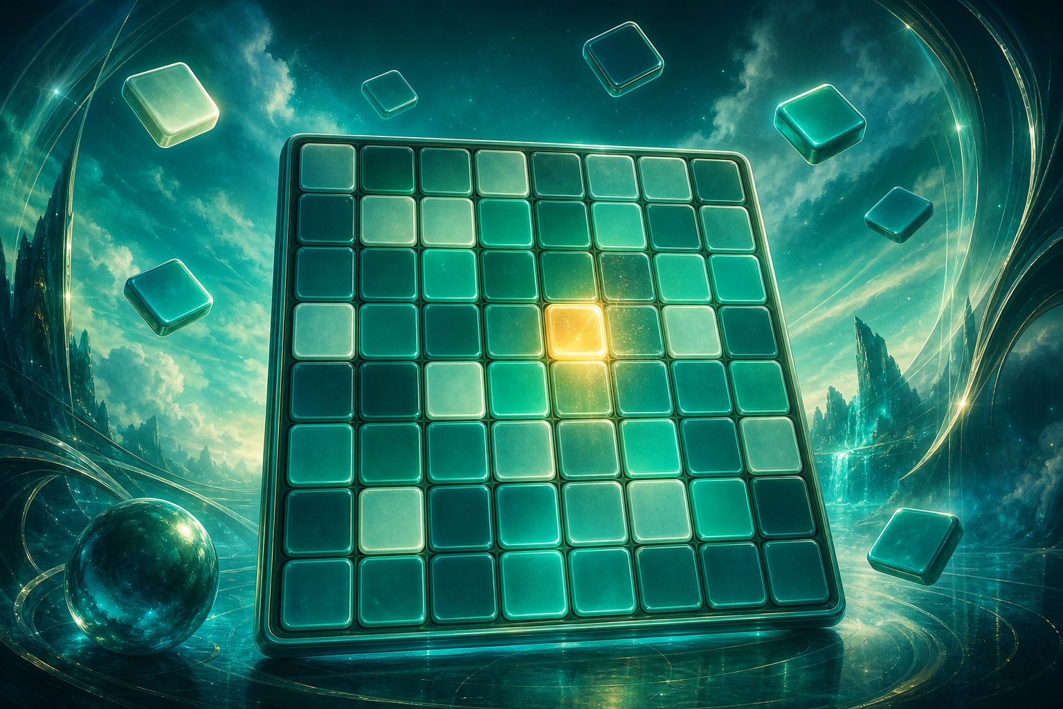 Sudoku — leuchtendes Zahlenraster als Spielposter
